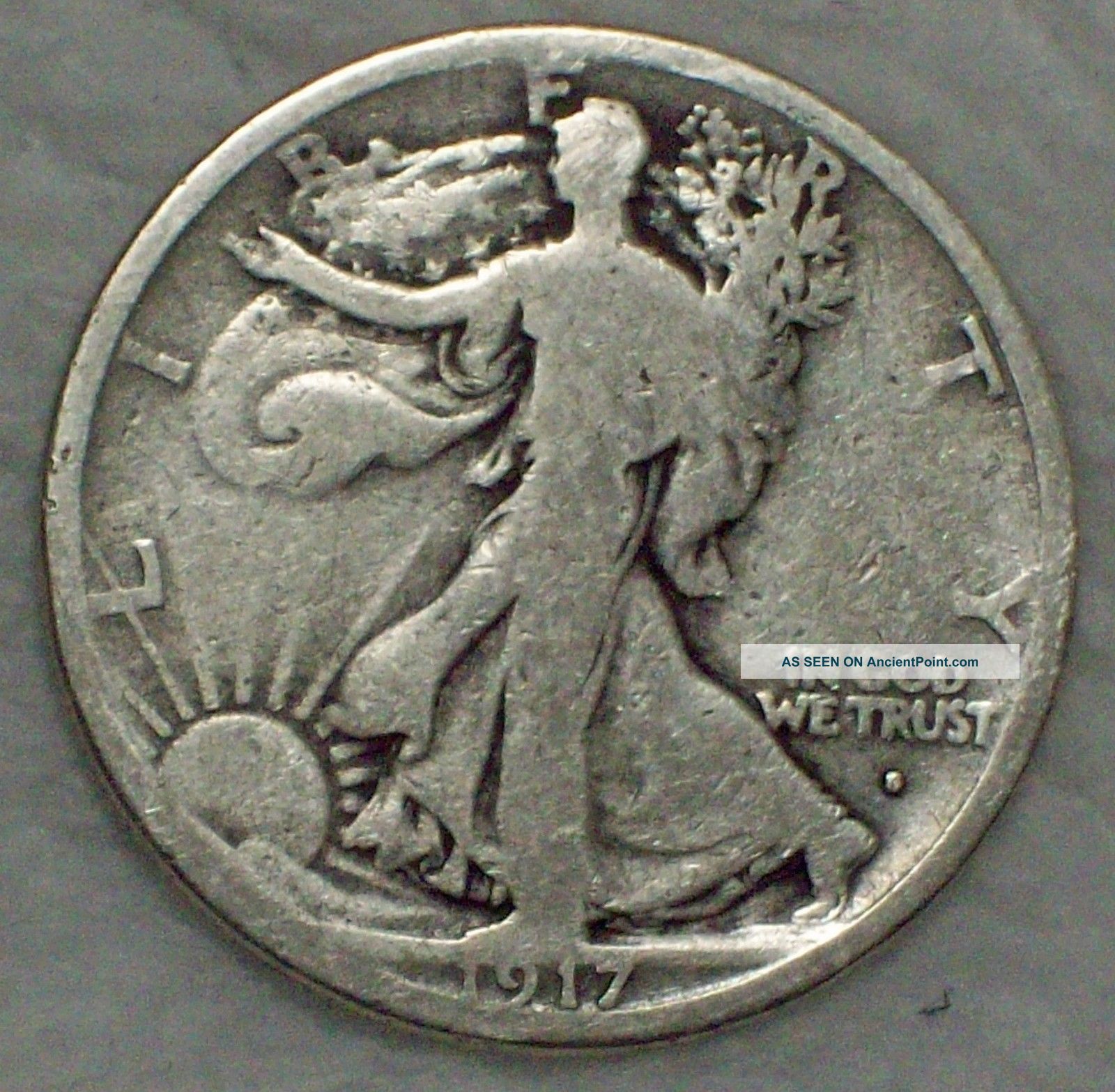 1917 S Silver Walking Liberty Half Dollar Obverse Mintmark - Nicely Circulated See more 1917-S 50C Obverse Walking Liberty Half Dollar photo