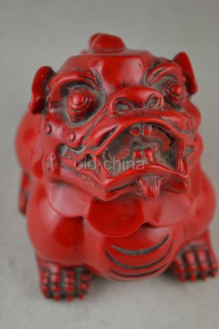 China Collectible Decor Handwork Old Red Resin Carve Dragon Incense Burner photo