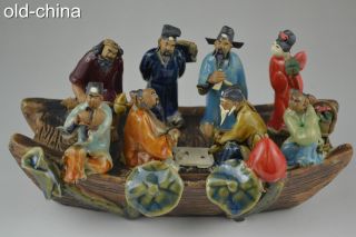 China Delicate Handwork Porcelain Carve 8 Different Face Colored Drawing Statue photo