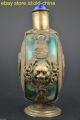 China Vintage Handwork Old Tibet Silver Carve Lion Butterfly Big Snuff Bottle Snuff Bottles photo 4