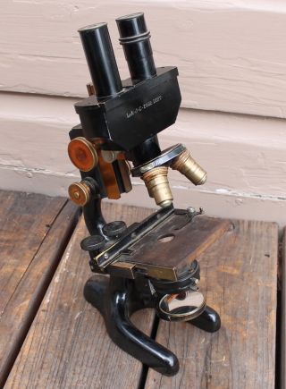 Antique Vintage La Jc Zoological Dept Bausch & Lomb Binocular Brass Microscope photo