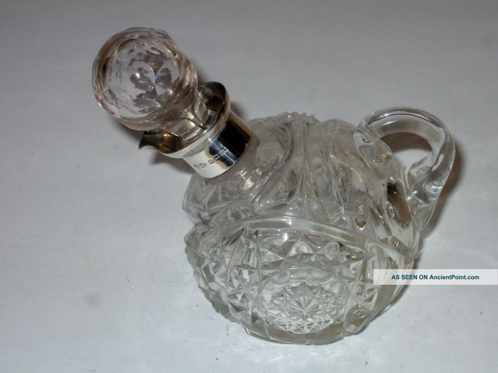 Pretty Silver Mounted Cut Glass Scent/oil Bottle.  Birmingham.  1938. Other Antique Sterling Silver photo