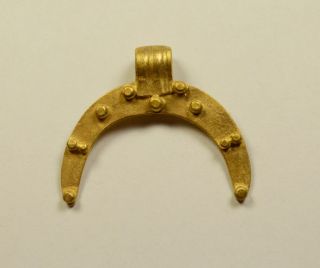 Ancient Gold Roman Lunar Moon Pendant - 1st - 3rd C Ad - Wearable photo