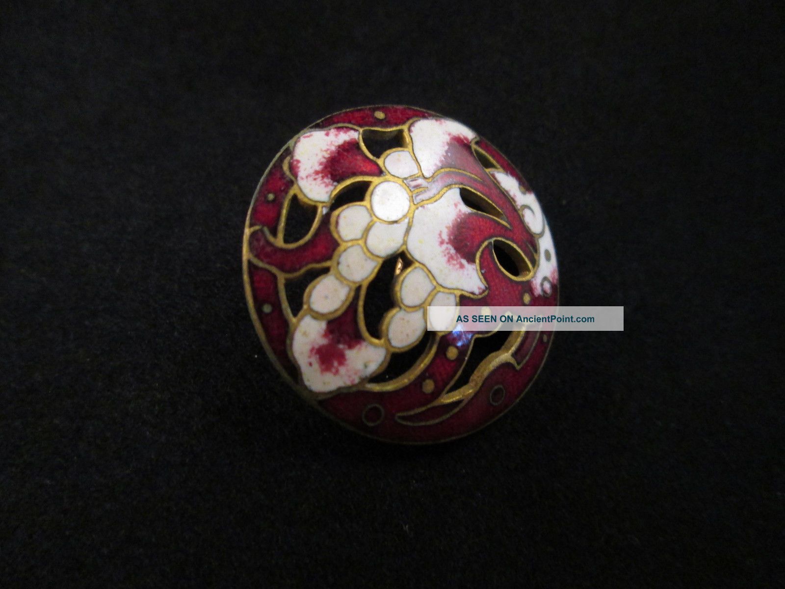 Art Nouveau Cranberry Red&white Bunch Of Grapes Champleve Enamel Btn Buttons photo