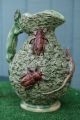 Stunning 19thc M.  Mafra Caldas Majolica Palissy Jug With Reptile Decor C1880s Vases photo 3