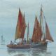 T.  Mortimer Antique British Seascape Painting Thames Barges Sails Signed 2 Of 2 Other Maritime Antiques photo 2