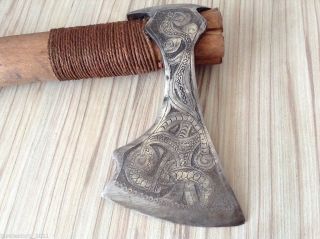 Handmade Replica Of Ancient Axe - Scandinavian - The Vikings,  Base,  Silver photo