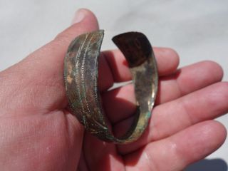 Ancient Viking Bronze,  Engraved Bracelet photo