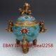 Vintage Brass Cloisonne Gilt Handwork Dog Incense Burner & Lid W Qianlong Mark Incense Burners photo 5