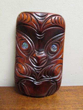 Zealand Maori Carved Wall Plaque Vintage 2 photo