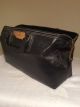 Vintage Mid Century Black Leather Medical Doctor Bag Brass Zippe Marked Serval Doctor Bags photo 2