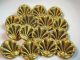 Antique Buttons - Gold Metal Open Work Fan Design - Woven Background - Art Nouveau Buttons photo 1
