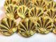 Antique Buttons - Gold Metal Open Work Fan Design - Woven Background - Art Nouveau Buttons photo 2