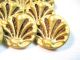 Antique Buttons - Gold Metal Open Work Fan Design - Woven Background - Art Nouveau Buttons photo 6