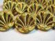 Antique Buttons - Gold Metal Open Work Fan Design - Woven Background - Art Nouveau Buttons photo 7