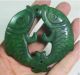 Chinese Old Handwork Carve Green Jade Fish Pendant Necklaces & Pendants photo 1