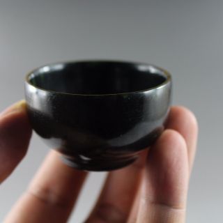 Antique Chinese Hand Carved Dark Green Jade Small Tea Cup A4622 photo