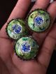 Antique Chinese Export Guilloche Enamel Metal Buttons Silver Tone Butterflies Buttons photo 5
