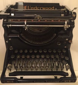 Antique Typewriter Underwood No.  5 From 1929,  Cleaned And Great photo