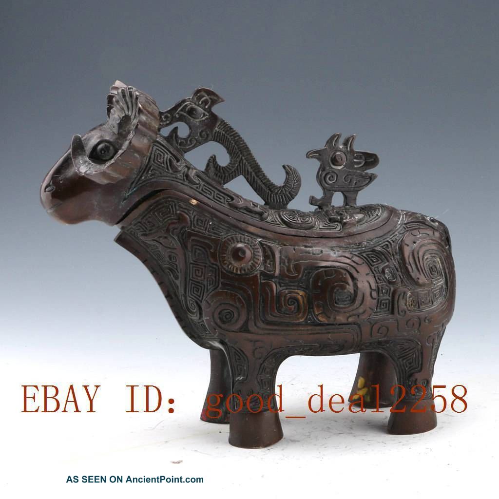 Bronze Handwork Carved Sheep Incense Burner & Sheepshead Lid Incense Burners photo