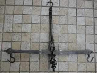 Antique Large Scale 18th Century Colonial Wrought Iron Balance Made Blacksmith photo
