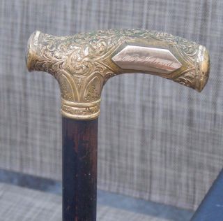 Antique Walking Stick Cane Gold Filled Gf 19th Century 33.  75 