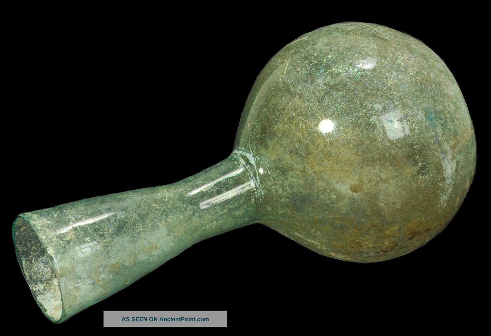 Aphrodite Gallery Ancient Large Roman Glass Flask With Funnel Shaped Rim Roman photo