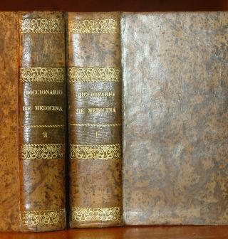 1856 De Medicina Medical Scientist Dictionary Spanish Museo Cientificio 2 Vols photo