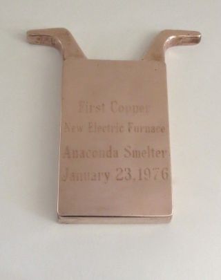 Rare Vintage Copper Ingot Paper Weight Souvenir Anaconda Smelter Commemorate photo