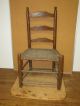 Extremely Rare 18th C Pennsylvania Ladder Back Hearth Chair In Old Grain Paint Primitives photo 1