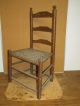 Extremely Rare 18th C Pennsylvania Ladder Back Hearth Chair In Old Grain Paint Primitives photo 2