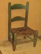 Rare 19th C Child ' S 2 Slat Ladderback Chairs In Great Old Green Paint Primitives photo 9