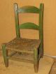 Rare 19th C Child ' S 2 Slat Ladderback Chairs In Great Old Green Paint Primitives photo 10
