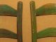 Rare 19th C Child ' S 2 Slat Ladderback Chairs In Great Old Green Paint Primitives photo 4