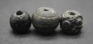 Group Of Three Ancient Romano - Egyptian Glass And Stone Beads 1st Century Ad photo