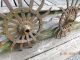 2 Rustic Rotary Hoe Wheels Cast Iron Garden Art - Gear Sprocket Spikes Steampunk Other Mercantile Antiques photo 1