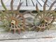 2 Rustic Rotary Hoe Wheels Cast Iron Garden Art - Gear Sprocket Spikes Steampunk Other Mercantile Antiques photo 2