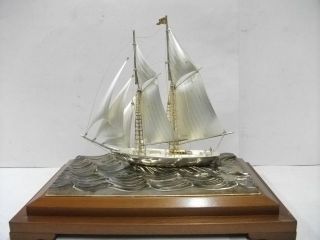 Huge Sailboat Of Silver960 Of Japan.  200g/ 7.  04oz.  2masts.  Takehiko ' S Work photo