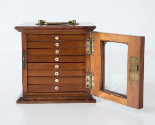 Antique Mahogany Microscope Slide Or Accessory Cabinet,  Case C.  1800’s photo