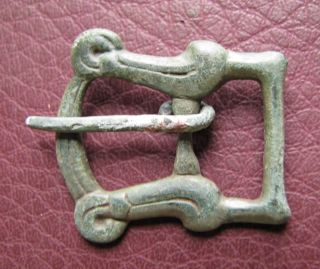 Authentic Ancient Artifact Viking Bronze Buckle With Ravens Vk 49 photo