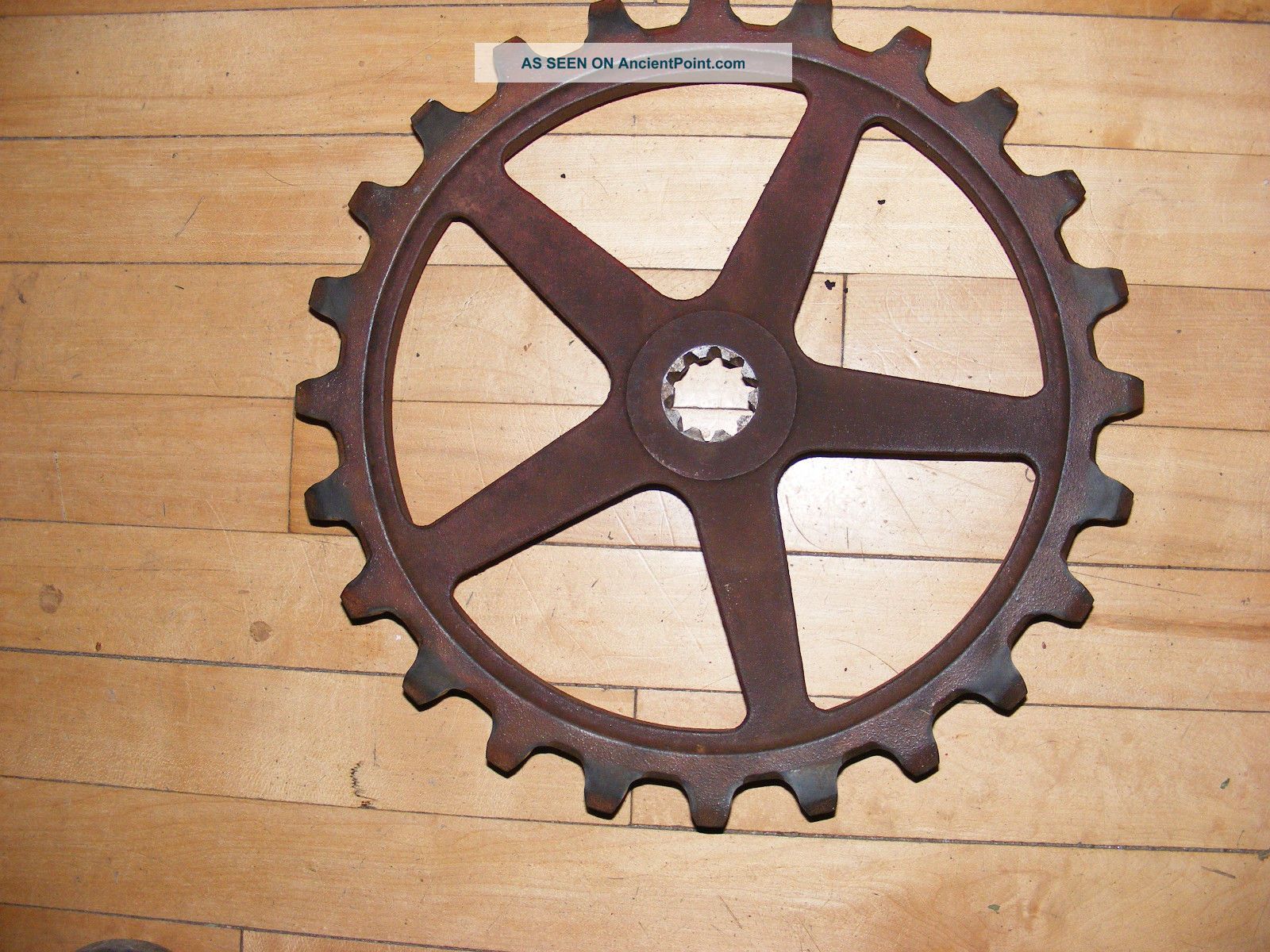 Antique Cast Iron Red Farm Industrial Gear Sprocket Cog Barn Steampunk Art Other Mercantile Antiques photo