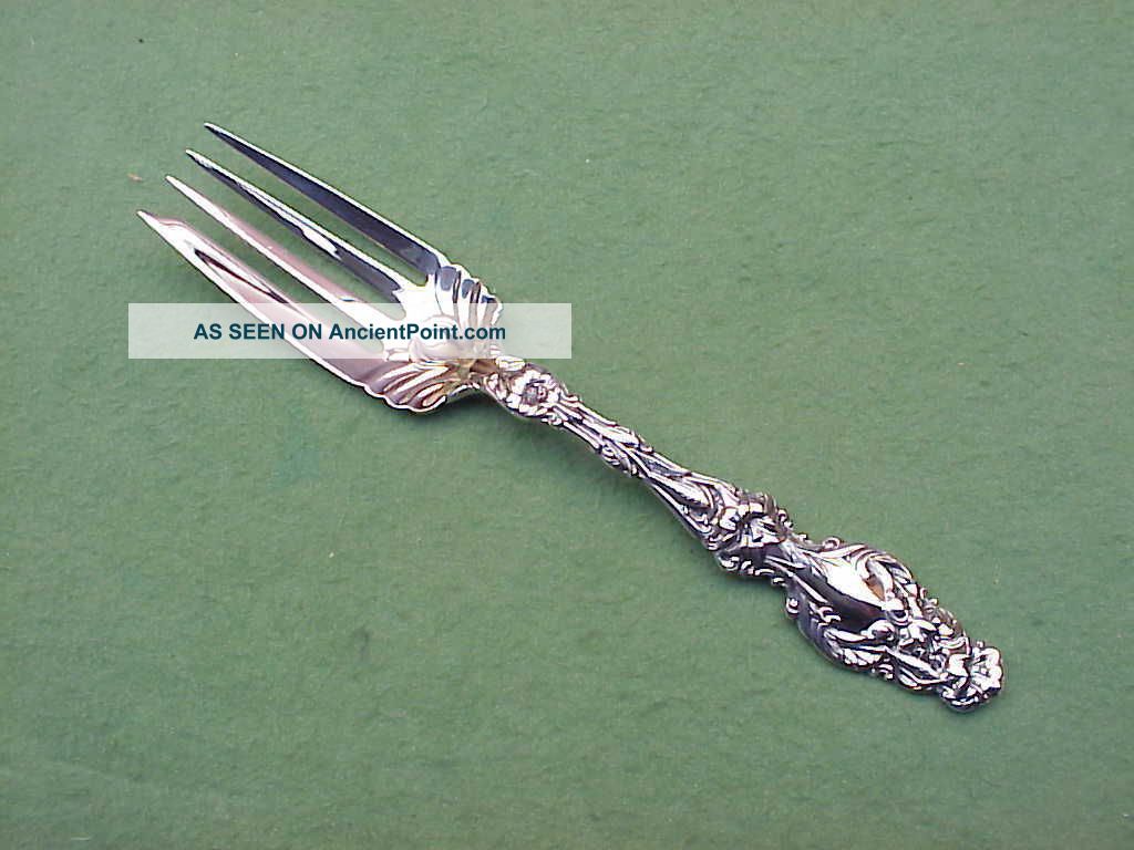 Whiting Lily Pattern Sterling Silver Beef Fork Serving Fork No Monograms 7 5/8 