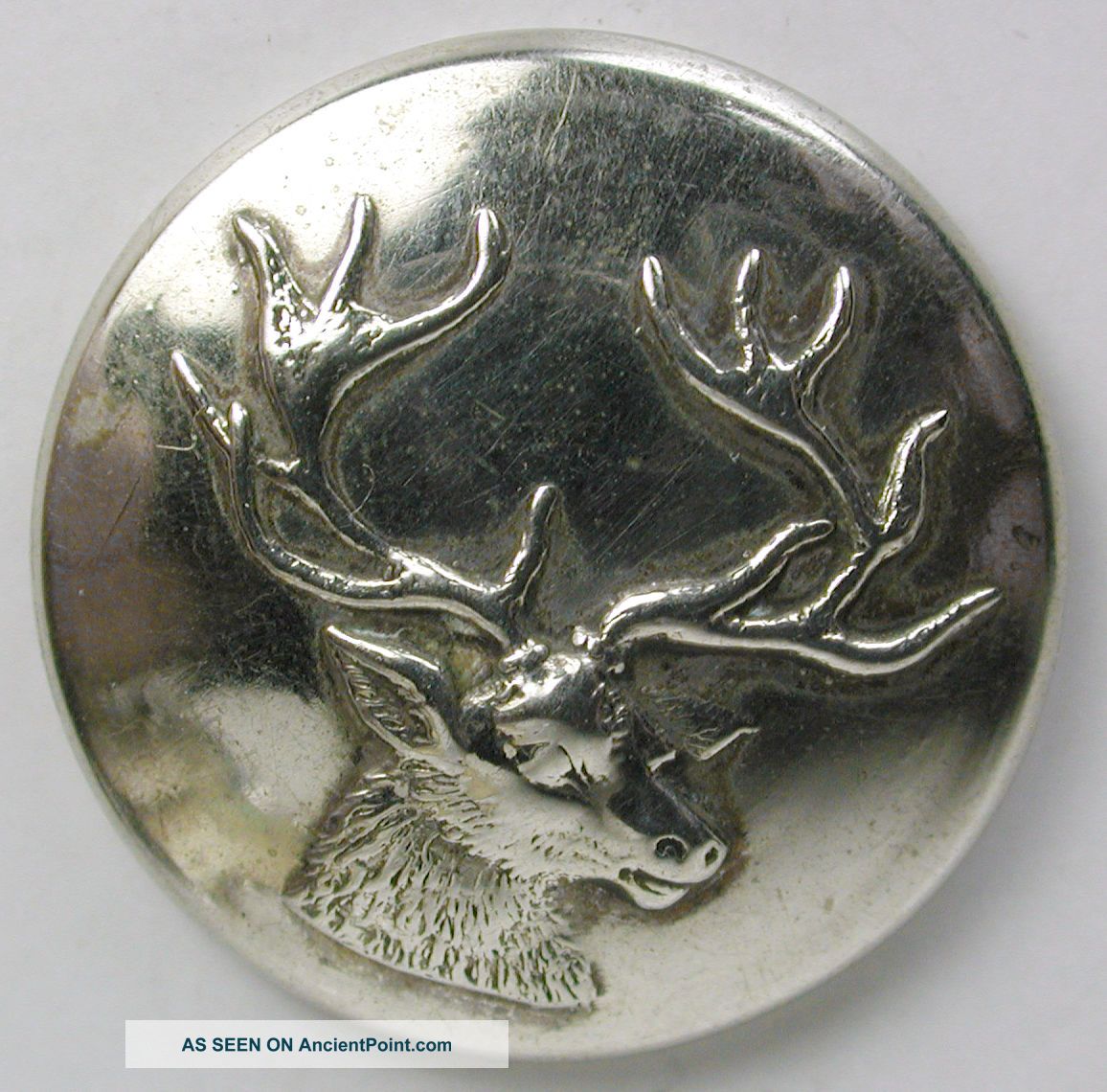 Antique Livery Button - Silver Plate Buck Deer Head - Firmin - 7/8 