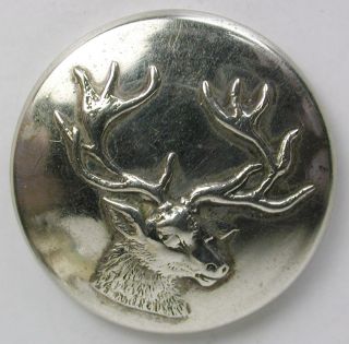 Antique Livery Button - Silver Plate Buck Deer Head - Firmin - 7/8 