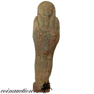 Ancient Egyptian Faience Glazed Shabti 1500 - 500 Bc photo