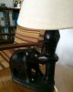 Antique Carved Ebony Elephant Lamp Circa 1900 Other African Antiques photo 1
