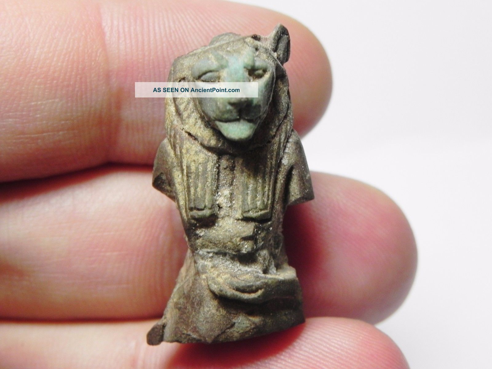 Zurqieh - Q228 - Ancient Egypt,  Egyptian Blue Bastet Amulet.  1075 - 600 B.  C Egyptian photo