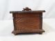 Antique Victorian Wood Carved Flower Old Black Forest Coffin Style Jewelry Box Boxes photo 1
