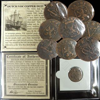 (1) 1726 - 1794 Dutch Voc Copper Duit Shipwreck Coin East India Co.  York Penny photo