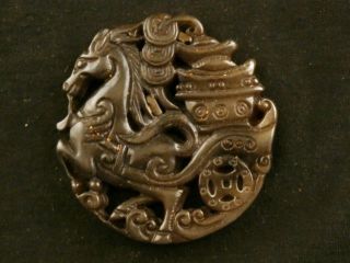 Lovely Chinese Jade Wealth Horse 2faces Pendant A040 photo